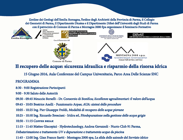 Il recupero delle acque: sicurezza idraulica e risparmio della risorsa idrica