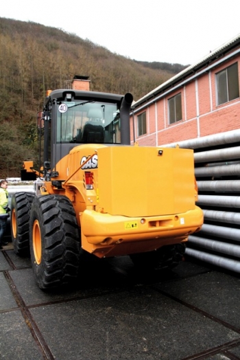 The rear crash guard was manufactured to the customer’s specifications and protects the engine compartment while reversing.